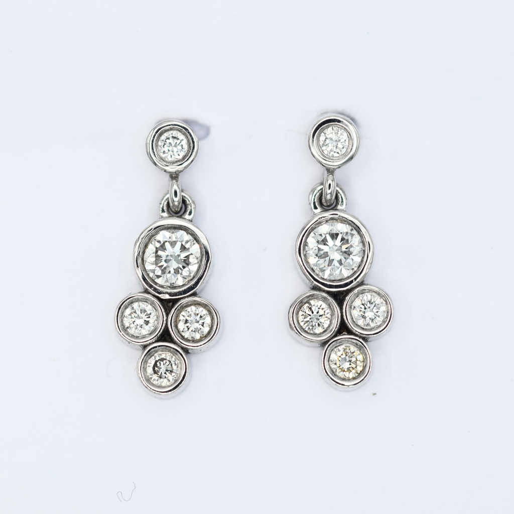 18k white gold white diamond bubble earrings