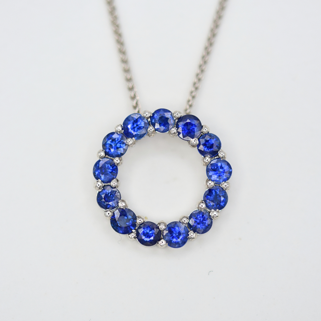 AAA+ royal ceylon blue sapphire circle of life pendant