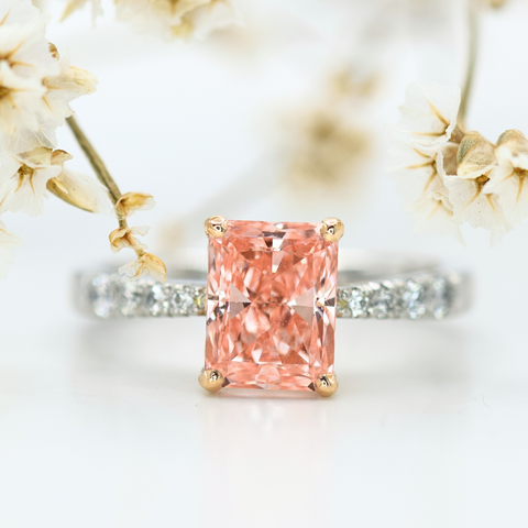 Lab grown radiant cut pink diamond