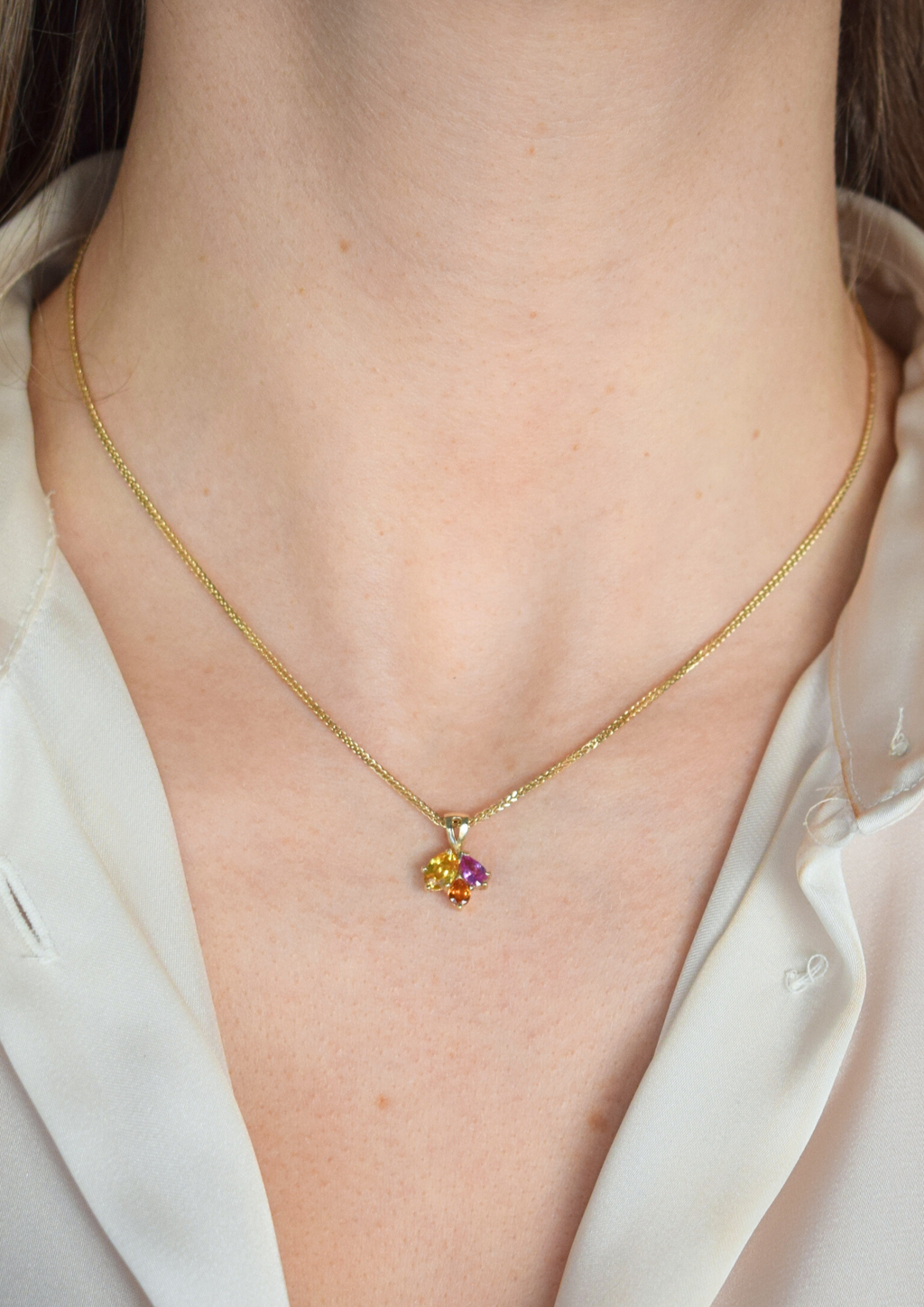 Yellow_Pink_Orange_Pear_sapphire_cluster_pendant