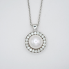 akoya pearl and diamond halo necklace