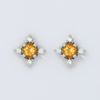 citrine and white diamond star stud earrings