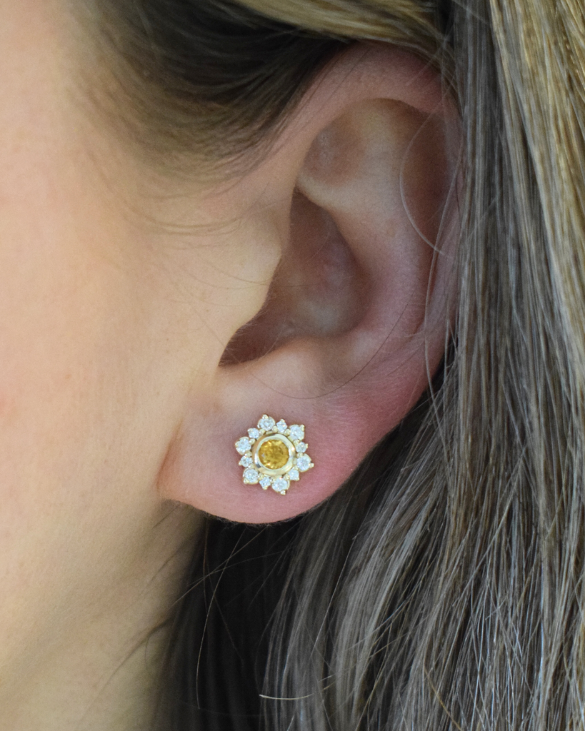 citrine_diamond_yellow_gold_cluster_earring_ear_shot