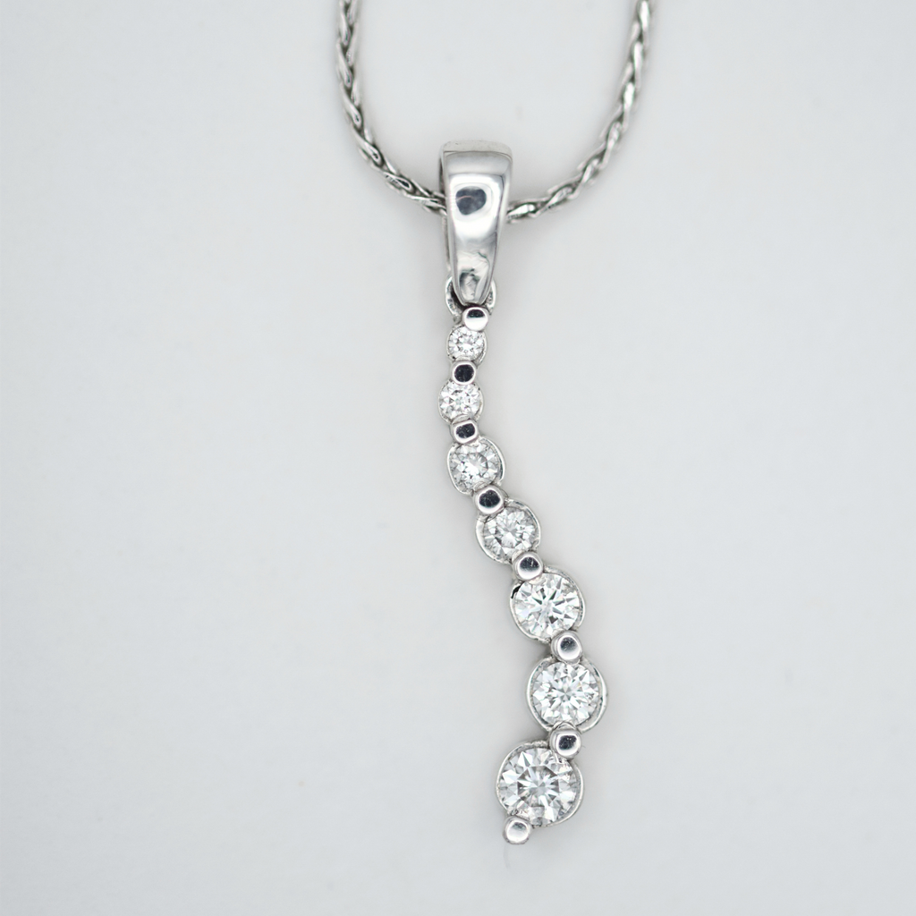 diamond set curve necklace