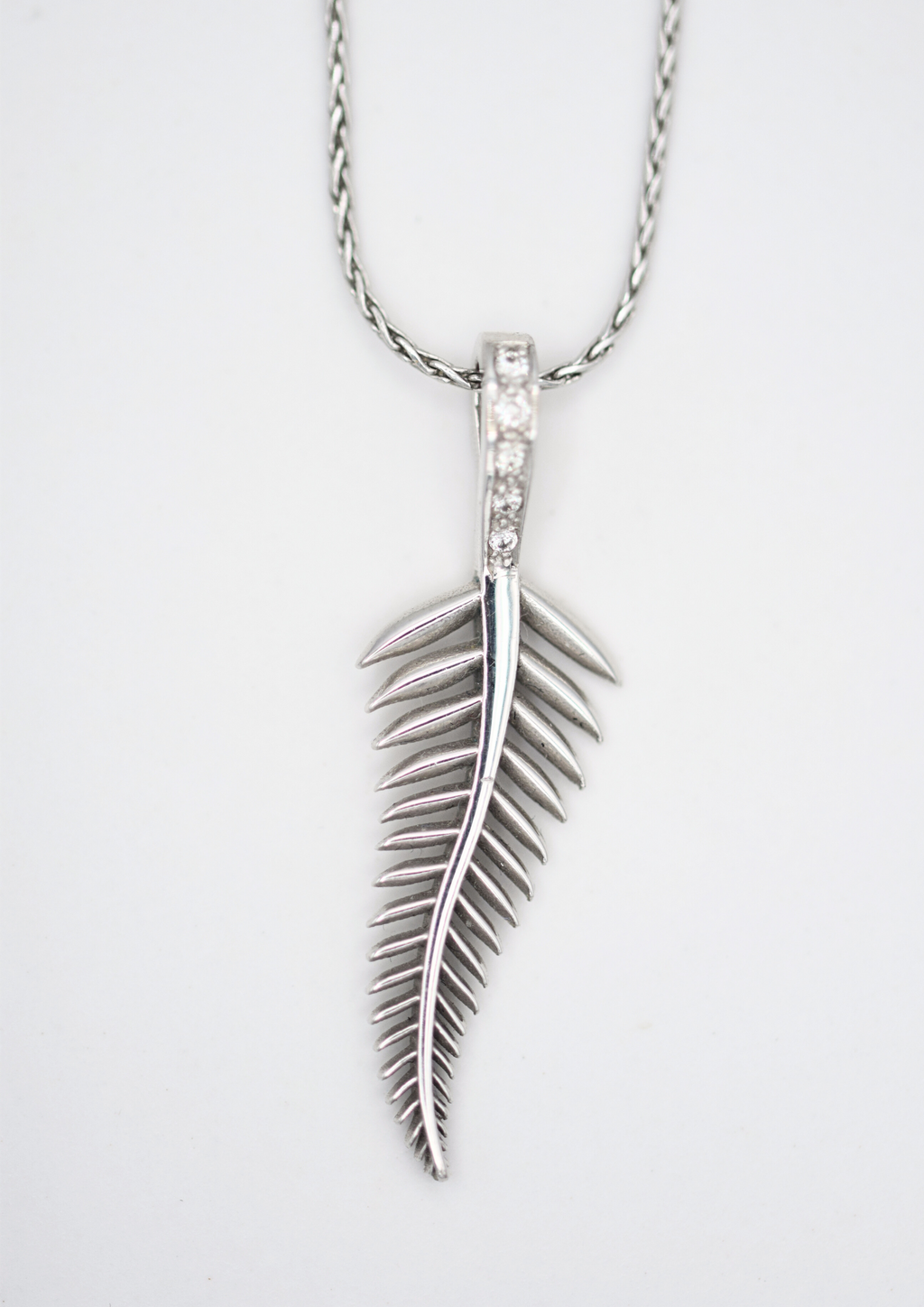 diamond set fern necklace