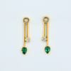 emerald and diamond 18k yellow gold pendulum drop earrings