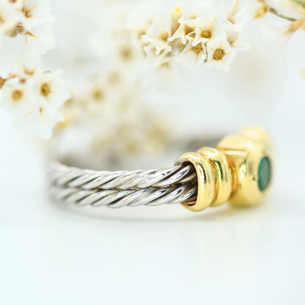 emerald handmade rope ring side shot