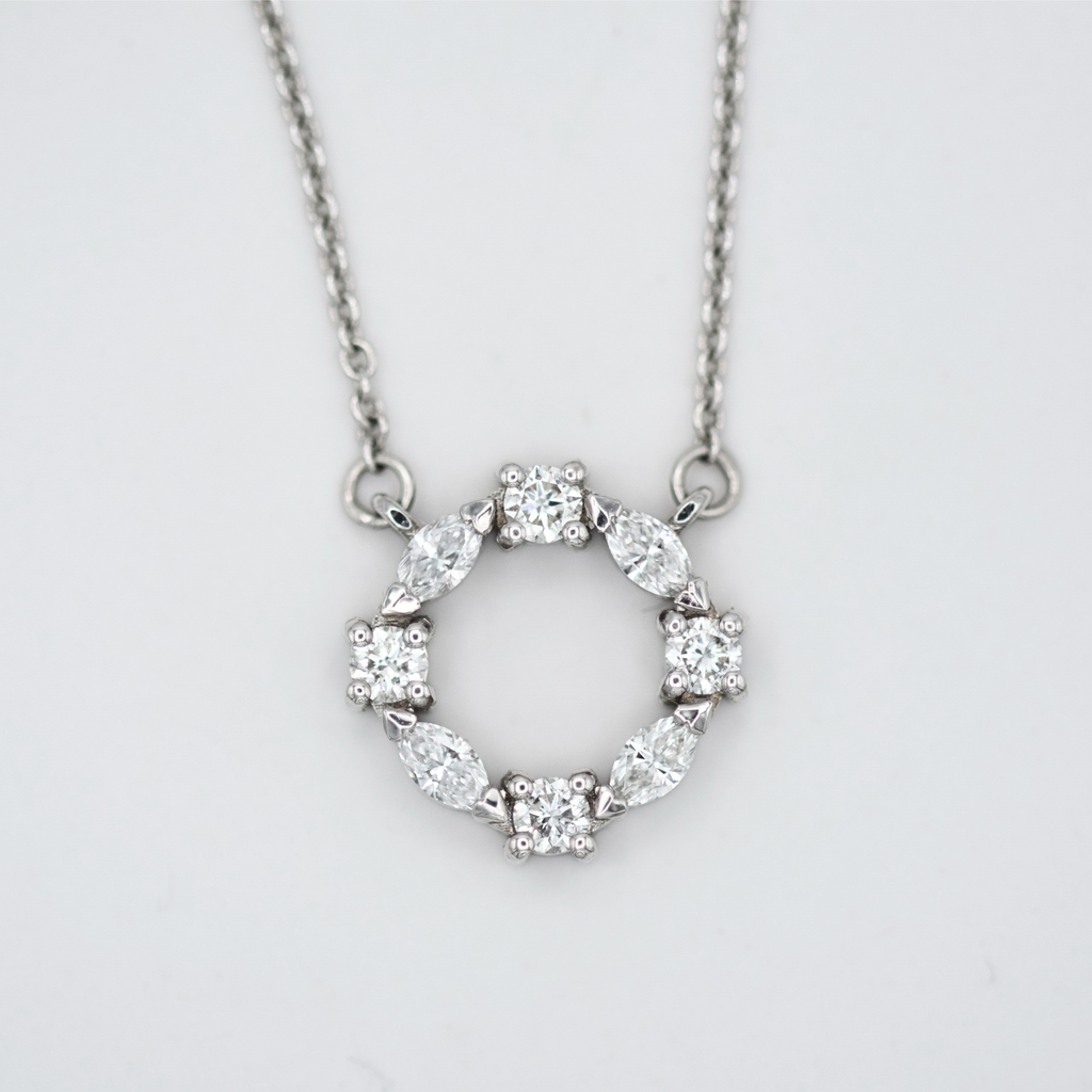 marquise and round diamond circle of life pendant