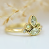 marquise and round yellow diamond cluster yellow gold ring