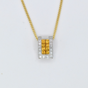 orange sapphire and diamond pendant with yellow gold chain