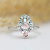 pink pear cut morganite and diamond fan platinum ring