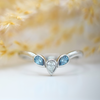 platinum blue and white diamond wishbone ring