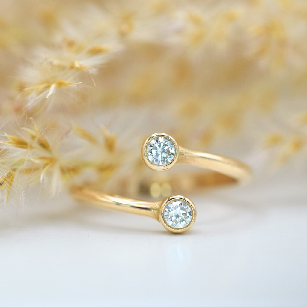 rose gold diamond crossover ring