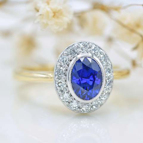 sapphire and diamond cluster ring