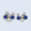 sapphire and white diamond bubble stud earrings