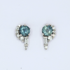 teal sapphire and white diamond asymmetrical stud earrings