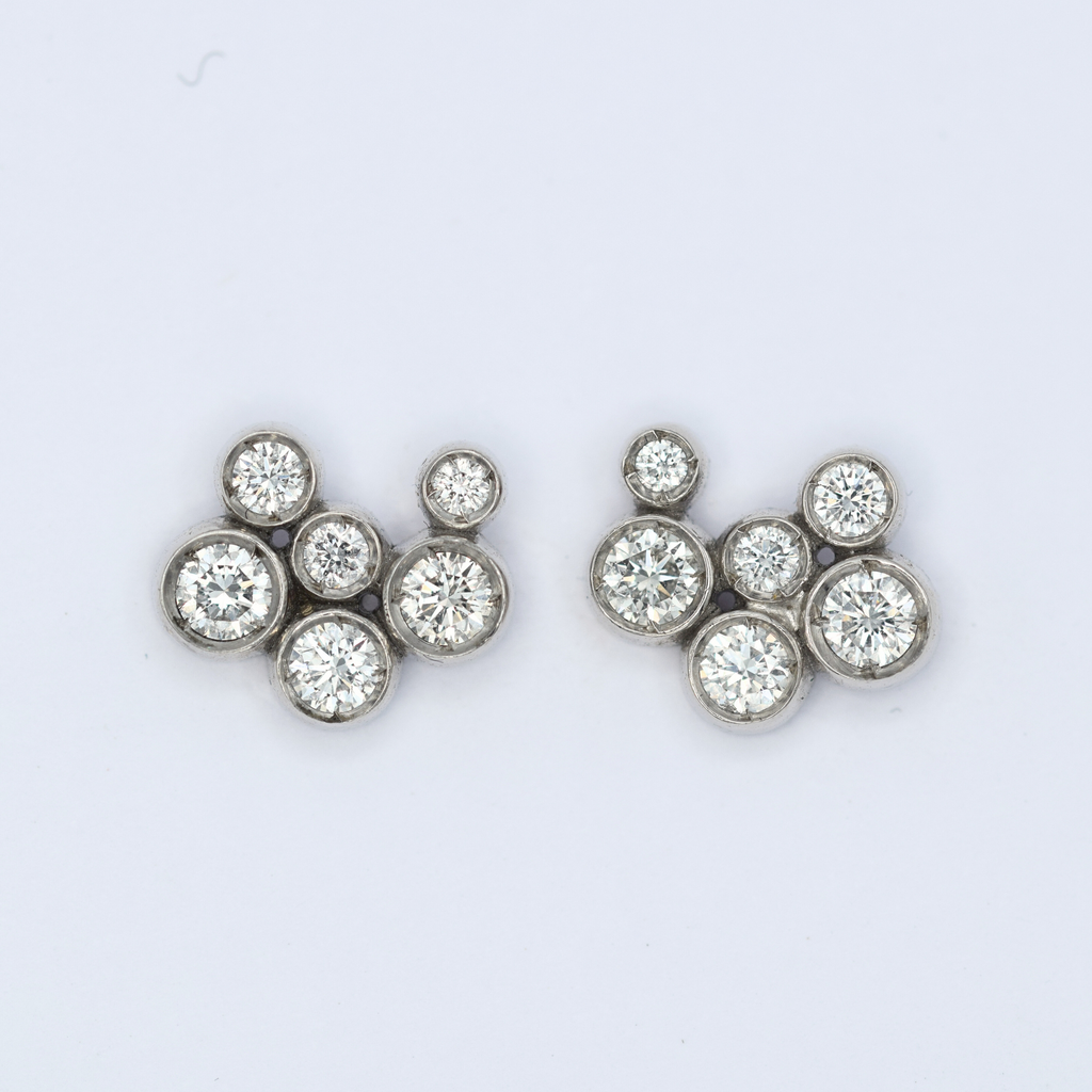 white diamond bubble stud earrings